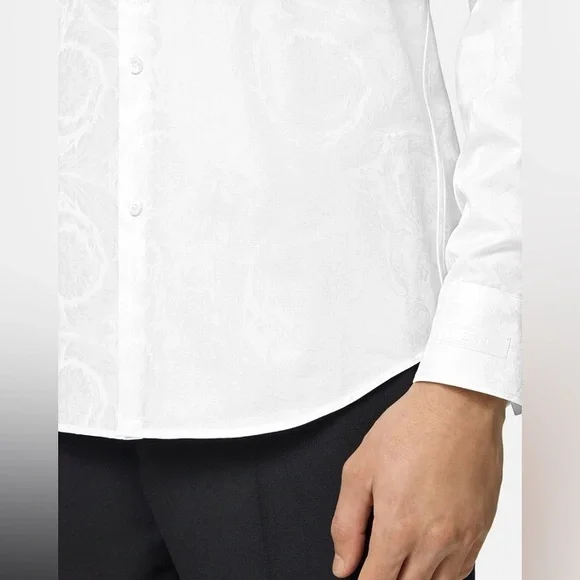 Versace Barocco Jacquard Long Sleeve Shirt Size 37 IT. PRISTINE CONDITION - Picture 3 of 16